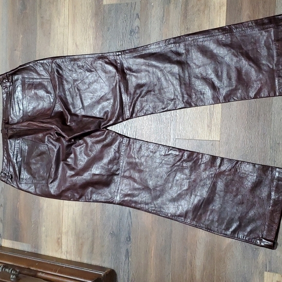 GAP nwt dead stock chocolate brown leather pants boot cut - Picture 7 of 7